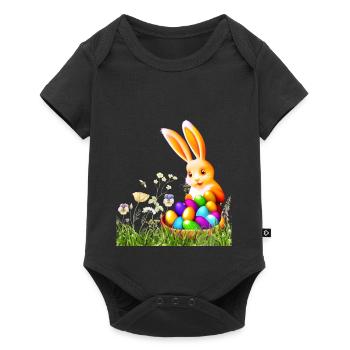 Easter bunny with colorful eggs - Baby Premium short-sleeve bodysuit - black - Front
