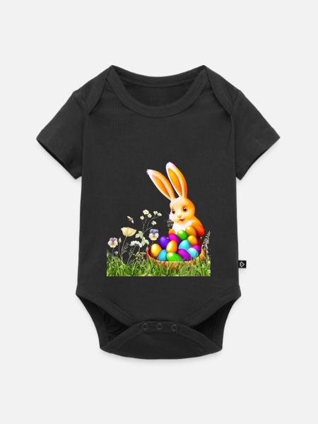 Easter bunny with colorful eggs - Baby Premium short-sleeve bodysuit - black