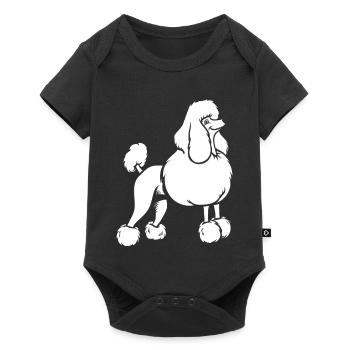 Elégant caniche silhouette blanc minimaliste - Body à manches courtes Premium Bébé - noir - Devant