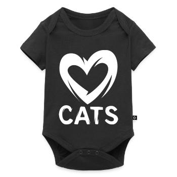 Cats Love - symbole de cœur pour les amoureux des chats - Body à manches courtes Premium Bébé - noir - Devant