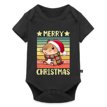 Capybara Weihnachten - Baby Premium Kurzarmbody - Schwarz - Vorne