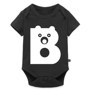 B Lettre blanc Vecteur - Body à manches courtes Premium Bébé - noir - Devant