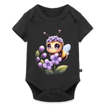 Abeille mignonne parmi les lilas 🐝 - Body à manches courtes Premium Bébé - noir - Devant