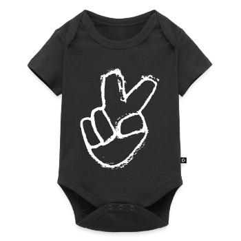 Victory Sign - Peace and Peace - Baby Premium short-sleeve bodysuit - black - Front