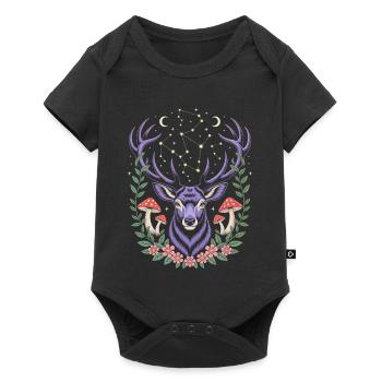 Mystical Deer with Constellations and Mushrooms - Baby Premium short-sleeve bodysuit - black - Front