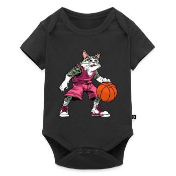 Chats Joueur de basket-ball / Chat de basket-ball - Body à manches courtes Premium Bébé - noir - Devant