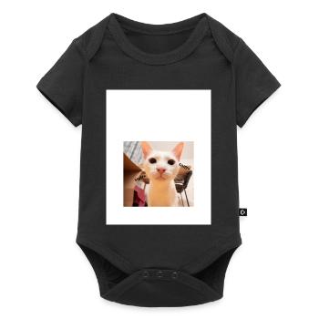 Playful Cat Portrait with Sniffing Detail - Baby Premium short-sleeve bodysuit - black - Front