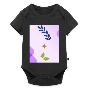 Design minimaliste de feuilles inspiré de la nature - Body à manches courtes Premium Bébé - noir - Devant