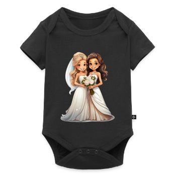 Les mariés lesbiens pendant le mariage - Body à manches courtes Premium Bébé - noir - Devant