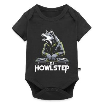 DJ Howlstep Wolf at the mixing desk Rave Vibes - Baby Premium short-sleeve bodysuit - black - Front
