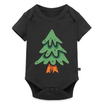 Christmas Tree Cartoon Style - Baby Premium short-sleeve bodysuit - black - Front