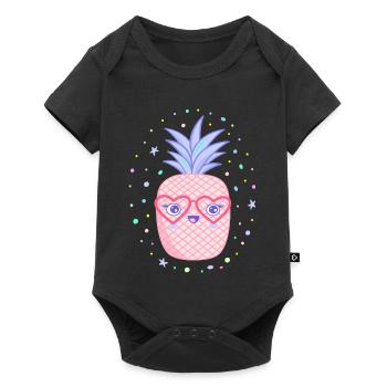 Lunettes en forme de cœur à l’ananas rose Kawaii - Body à manches courtes Premium Bébé - noir - Devant