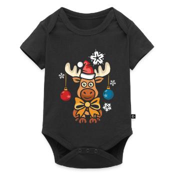 Christmas moose with hat and bow - Baby Premium short-sleeve bodysuit - black - Front