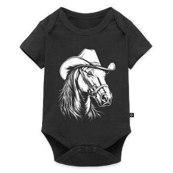 Pferd Cowboy Hut Western - Baby Premium Kurzarmbody - Schwarz - Vorne