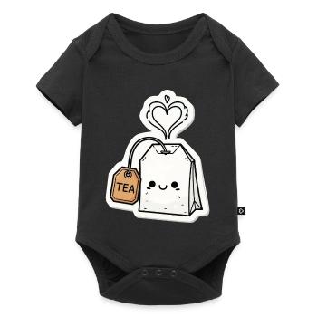 Kawaii Tea Bags with Heart Steam - Baby Premium short-sleeve bodysuit - black - Front