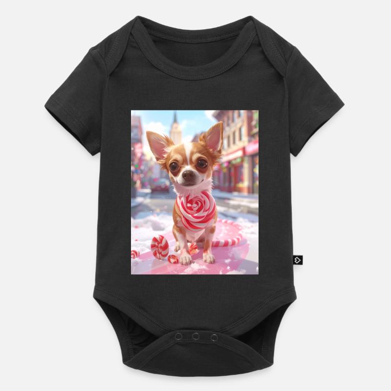 Candy Pup with Candy Cane - Baby Premium short-sleeve bodysuit - black