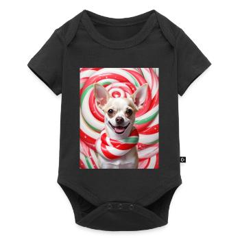 Candy Dog in Peppermix Background - Baby Premium short-sleeve bodysuit - black - Front
