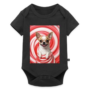 Chihuahua im Candy Swirl - Baby Premium Kurzarmbody - Schwarz - Vorne
