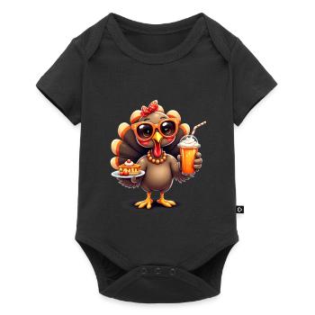 Dinde de Thanksgiving avec lunettes de soleil - Body à manches courtes Premium Bébé - noir - Devant