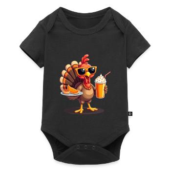 Thanksgiving Turkey with Sunglasses - Baby Premium short-sleeve bodysuit - black - Front