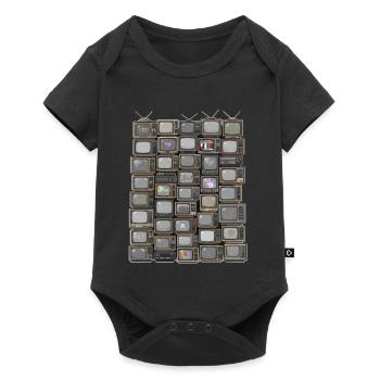 Retro TV Stack Collage - Baby Premium short-sleeve bodysuit - black - Front