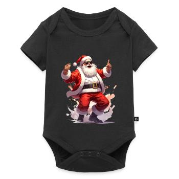 Le Père Noël danse sur de la musique rock - Body à manches courtes Premium Bébé - noir - Devant