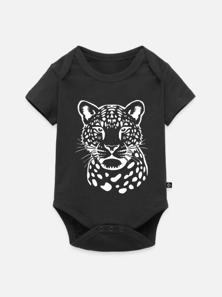 Leopard Leparden Muster T-shirt Geschenk - Baby Premium Kurzarmbody - Schwarz