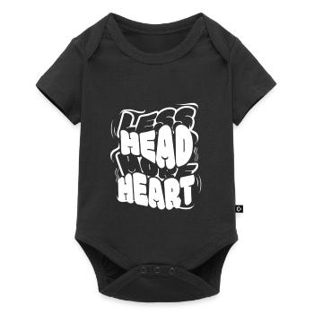 Typographie de la tête en forme de cœur - Body à manches courtes Premium Bébé - noir - Devant
