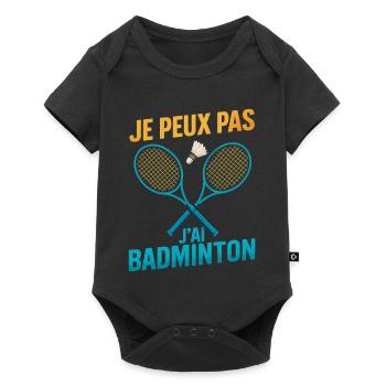 Je peux pas j'ai badminton - Body à manches courtes Premium Bébé - noir - Devant