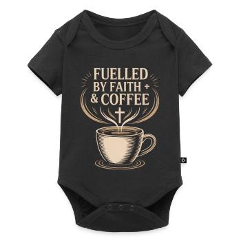 Fuelled By Faith And Coffee Glaube Kaffee Kreuz - Baby Premium short-sleeve bodysuit - black - Front