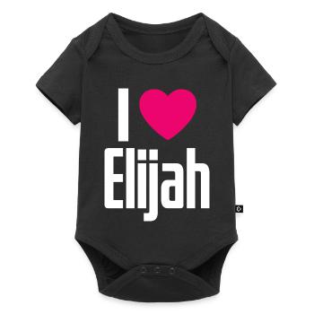 I Love Elijah Pinkes Herz Ich liebe Elijah - Baby Premium Kurzarmbody - Schwarz - Vorne