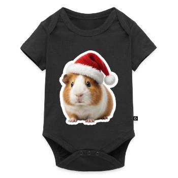 Cute guinea pig Christmas hat - Baby Premium short-sleeve bodysuit - black - Front