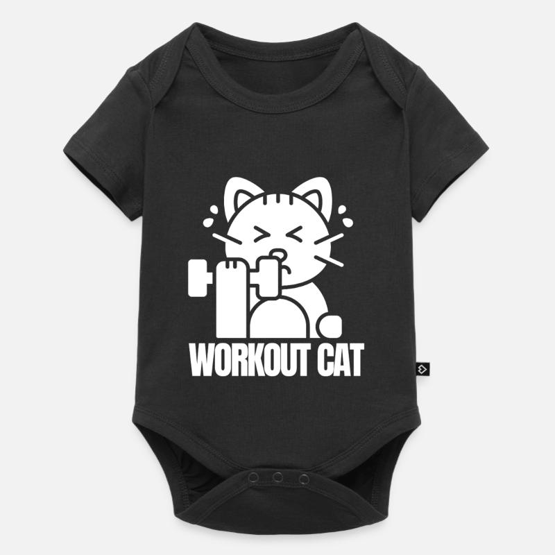 Chat Musclé Entraînement - Body à manches courtes Premium Bébé - noir