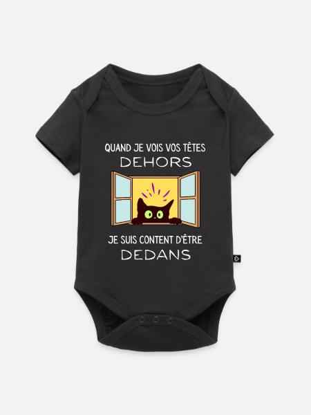 Neugierige Katze schaut nach draußen - Baby Premium Kurzarmbody - Schwarz