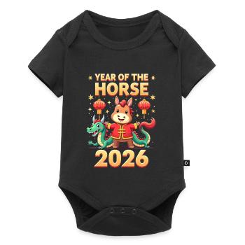 Nouvel An chinois du cheval 2026 - Body à manches courtes Premium Bébé - noir - Devant