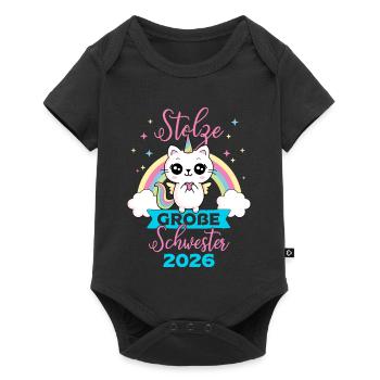 Proud Big Sister 2026 Pregnancy Cat - Baby Premium short-sleeve bodysuit - black - Front