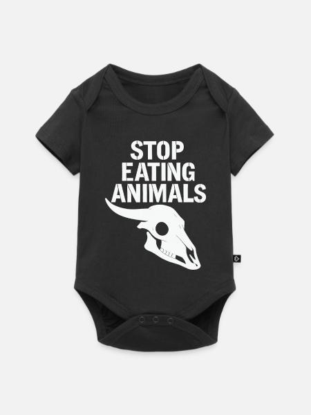 Stop Eating Animals Skull - Baby Premium Kurzarmbody - Schwarz