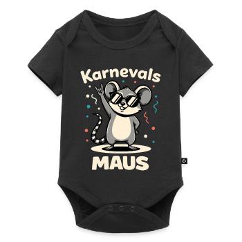 Karneval Rockmusik Karnevalsmaus Niedlich - Baby Premium Kurzarmbody - Schwarz - Vorne