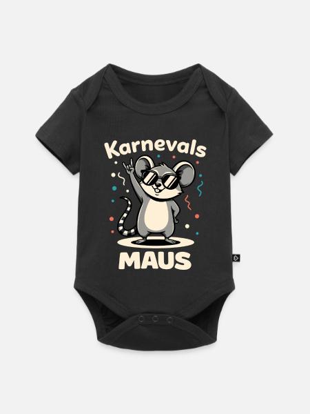 Karneval Rockmusik Karnevalsmaus Niedlich - Baby Premium Kurzarmbody - Schwarz