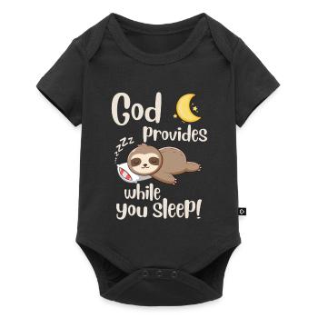 Jesus Christ- God provides while you sleep - Faith - Baby Premium short-sleeve bodysuit - black - Front