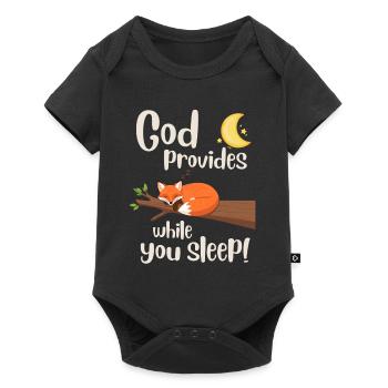 Jesus - Fox - God cares when you sleep - Faith - Baby Premium short-sleeve bodysuit - black - Front