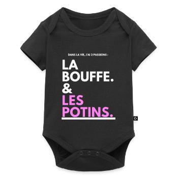 Bouffe et Potins Typo Noir Rose - Body à manches courtes Premium Bébé - noir - Devant