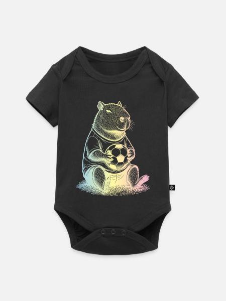 Fußball Capybara - Baby Premium Kurzarmbody - Schwarz
