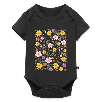 Watercolor Floral Magic Pattern - Baby Premium short-sleeve bodysuit - black - Front
