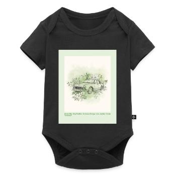 Vintage Car with Floral Frame - Baby Premium short-sleeve bodysuit - black - Front