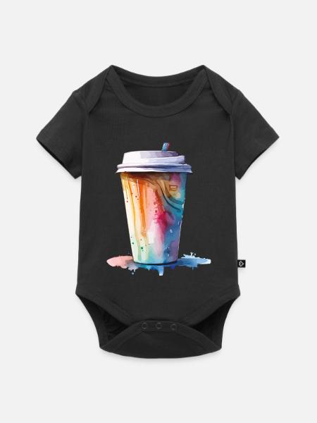 Cappuccino Kaffee Becher Kunst - Baby Premium Kurzarmbody - Schwarz