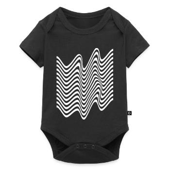 Bandes monochromes ondulées - Body à manches courtes Premium Bébé - noir - Devant