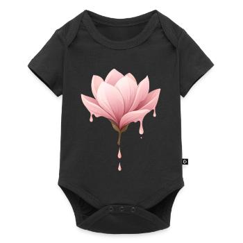 Magnolia Blossom Illustration Dripping Flower - Baby Premium short-sleeve bodysuit - black - Front