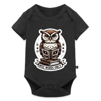 Wise owl reading book - Baby Premium short-sleeve bodysuit - black - Front