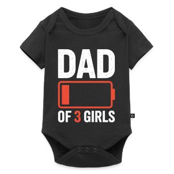 Papa de 3 filles Batterie Shirt - Body à manches courtes Premium Bébé - noir - Devant